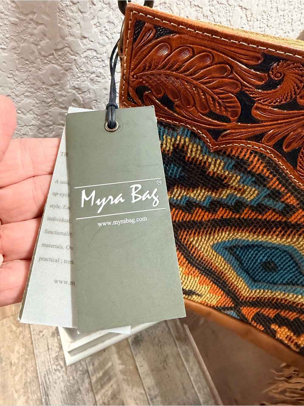Boho Fringe Crossbody Bag in Brown and Turquoise Myra Bag -nwt - Picture 5 of 6